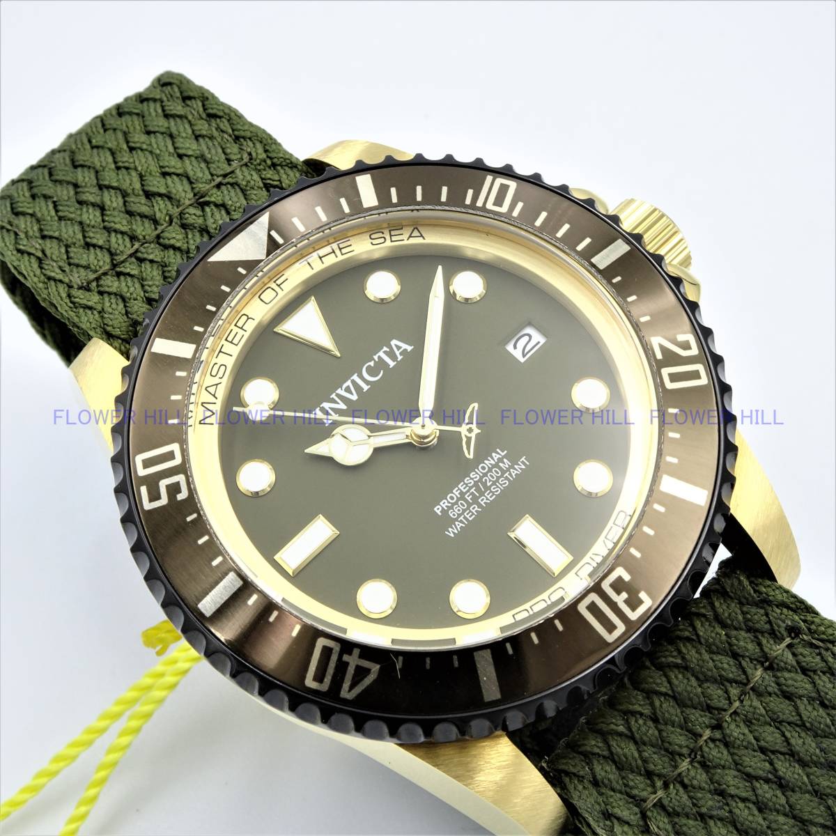 【新品・送料無料】インビクタ INVICTA 腕時計 メンズ 38240 プロダイバー PRO DIVER 自動巻き グリーン ファブリックバンド カレンダー