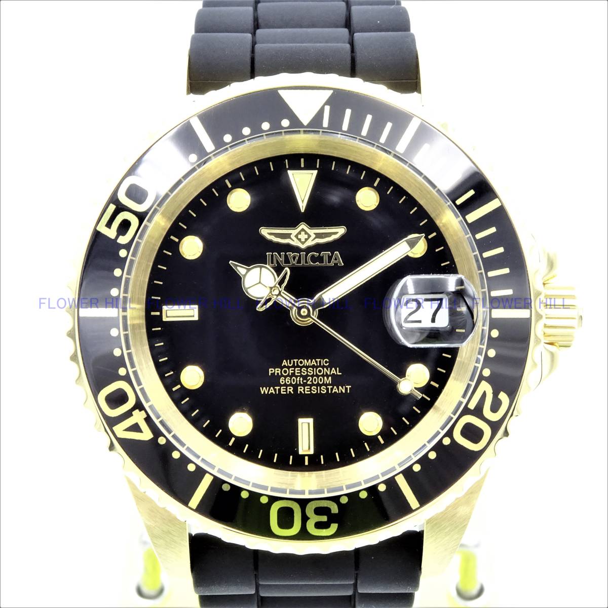 [ новый товар * бесплатная доставка ] in корзина для рыбы taINVICTA наручные часы мужской 23681 Pro дайвер PRO DIVER самозаводящиеся часы черный * Gold силикон частота 