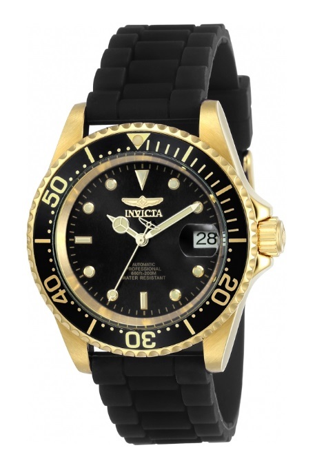[ новый товар * бесплатная доставка ] in корзина для рыбы taINVICTA наручные часы мужской 23681 Pro дайвер PRO DIVER самозаводящиеся часы черный * Gold силикон частота 