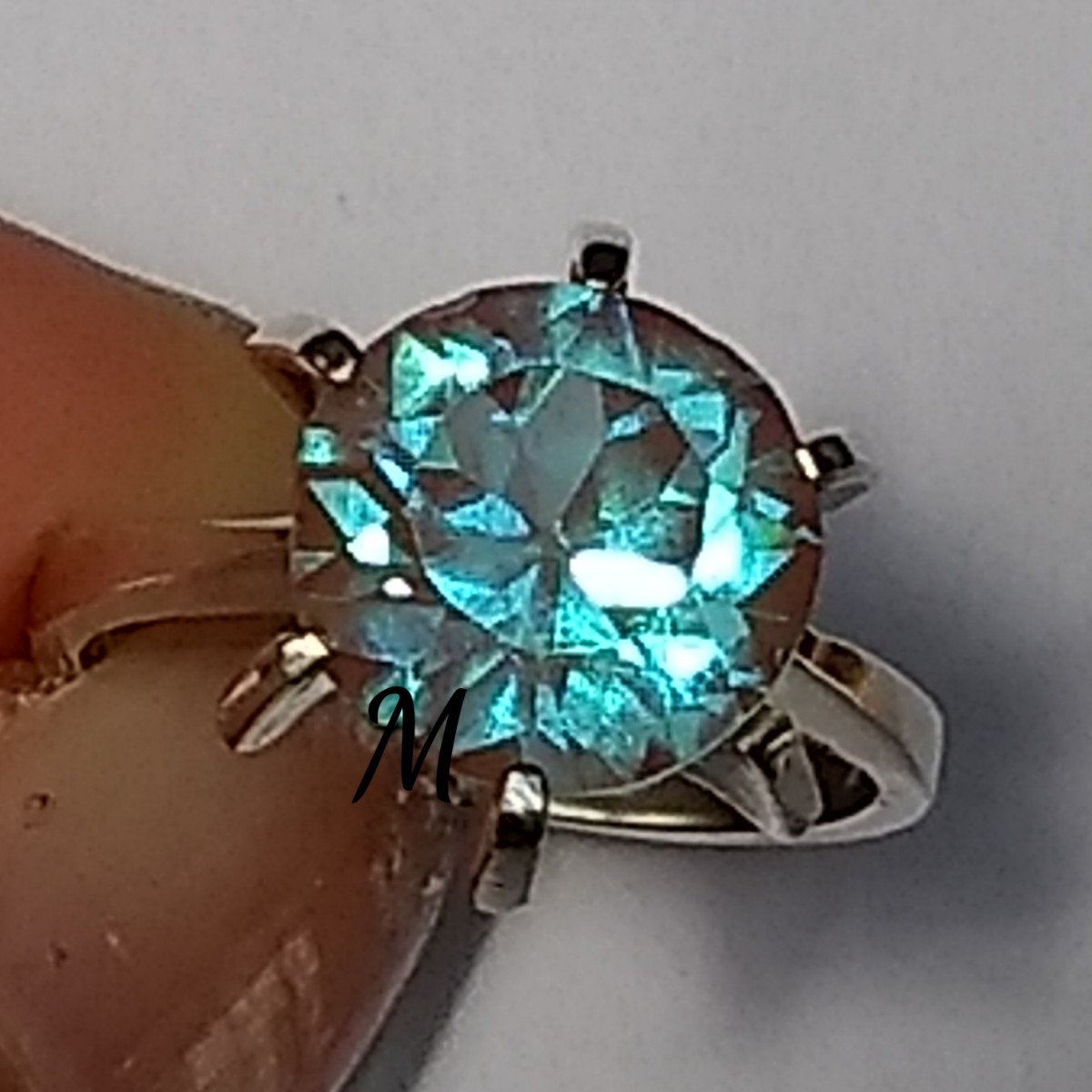  England Victoria n antique bohe mia fluorescence sa fillet glass Germany silver 830 silver made kate gong ru setting ring 