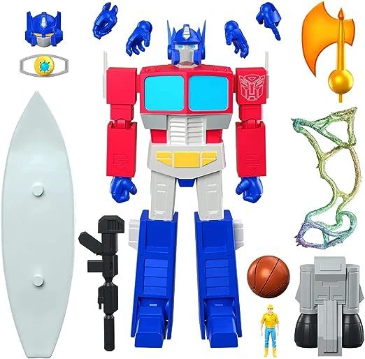 230731)909) US版 SUPER7 G1 トランスフォーマー サイバトロン 総司令官コンボイ オプティマスプライム スパイクとマトリクスとアックス付