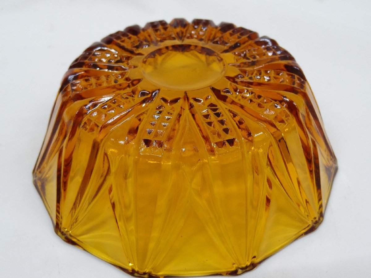 SOGA　CHERRY GLASS　アンバー　№84　小鉢　ガラス製　5客セット　ブラウン　元箱付　中古品_画像5