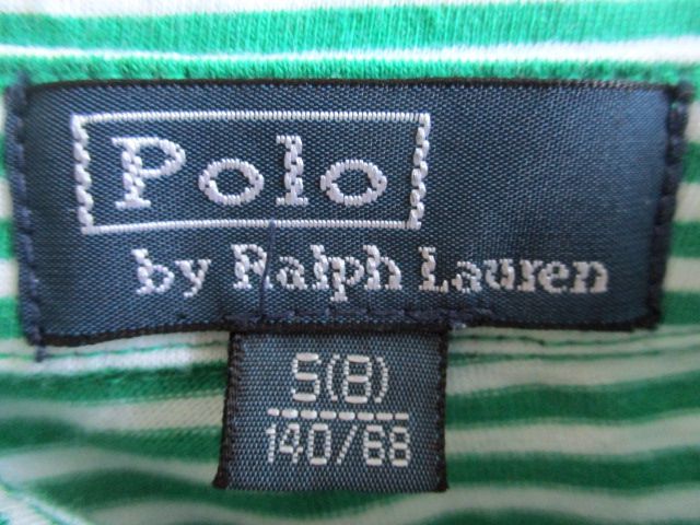 ★ レディース ラルフローレン RALPH LAUREN ボーダー柄 ビッグポニー 半袖 ポロカットソー US S 日本Ｍサイズ グリーン ホワイト _画像6