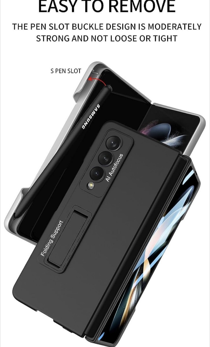 508h2813 超薄型ハード PC 耐衝撃強化ガラス完全保護電話ケース 、ワインレッド、Galaxy Z Fold 4 用の画像6
