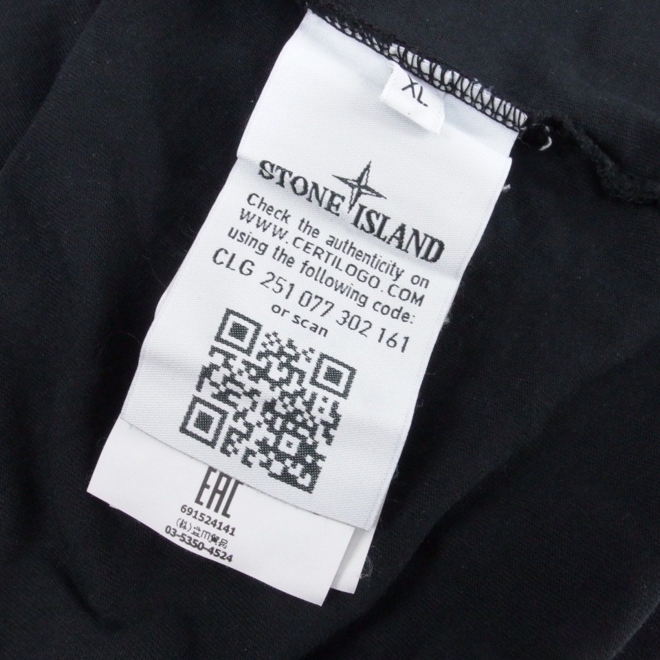 STONE ISLAND ストーンアイランド メンズ Tシャツ 半袖シャツ ブラック コットン100％ XLサイズ トルコ製_画像6