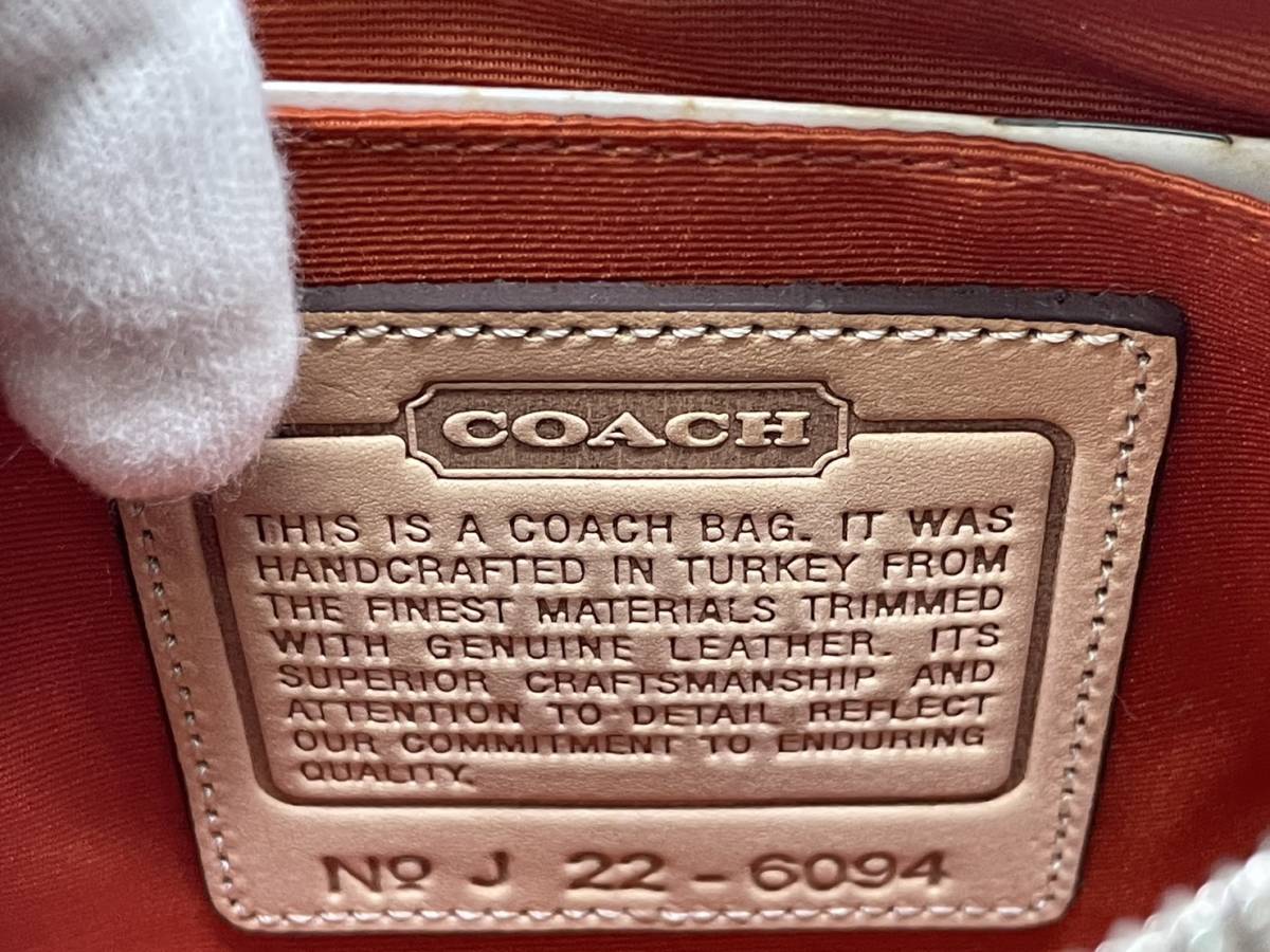 送料無料h51009 COACH コーチ ハンドバッグ アクセサリーポーチ 6094 シグネチャー レザー タグ付 未使用の画像4