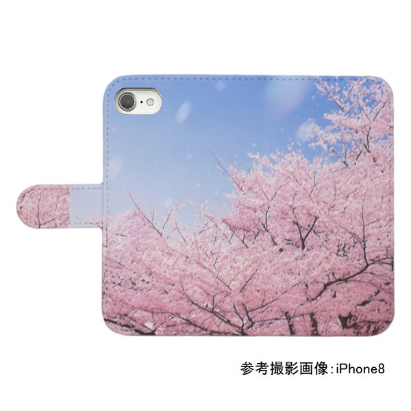 Xperia Ace II SO-41B　スマホケース 手帳型 プリントケース 花柄 桜 風景 空 春_画像2