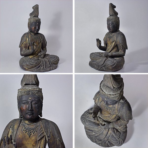 TAIYA】6883 仏教美術 『木造聖観音菩薩坐像』 高約40cm 聖観世音菩薩 