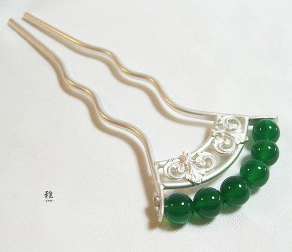 [.] charm up. stone.o0 natural stone green ... ornamental hairpin 