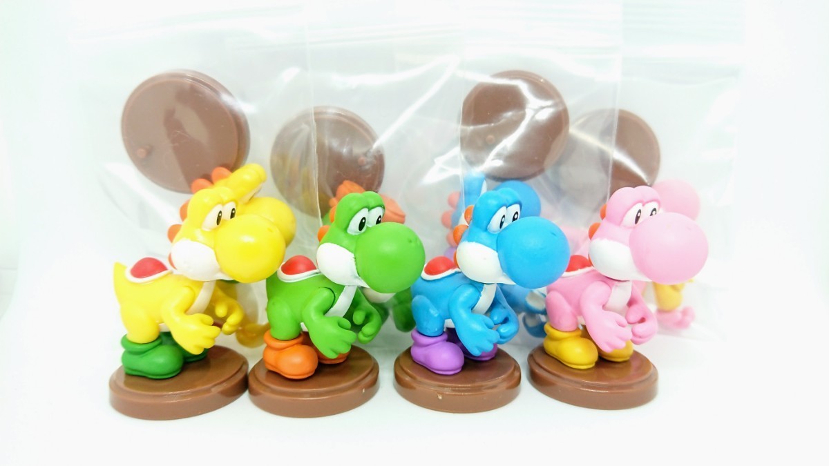  chocolate egg New Super Mario Brothers Wiiyosi-4 kind set yellow color green light blue pink figure blue Nintendo mario nintendo yellow 