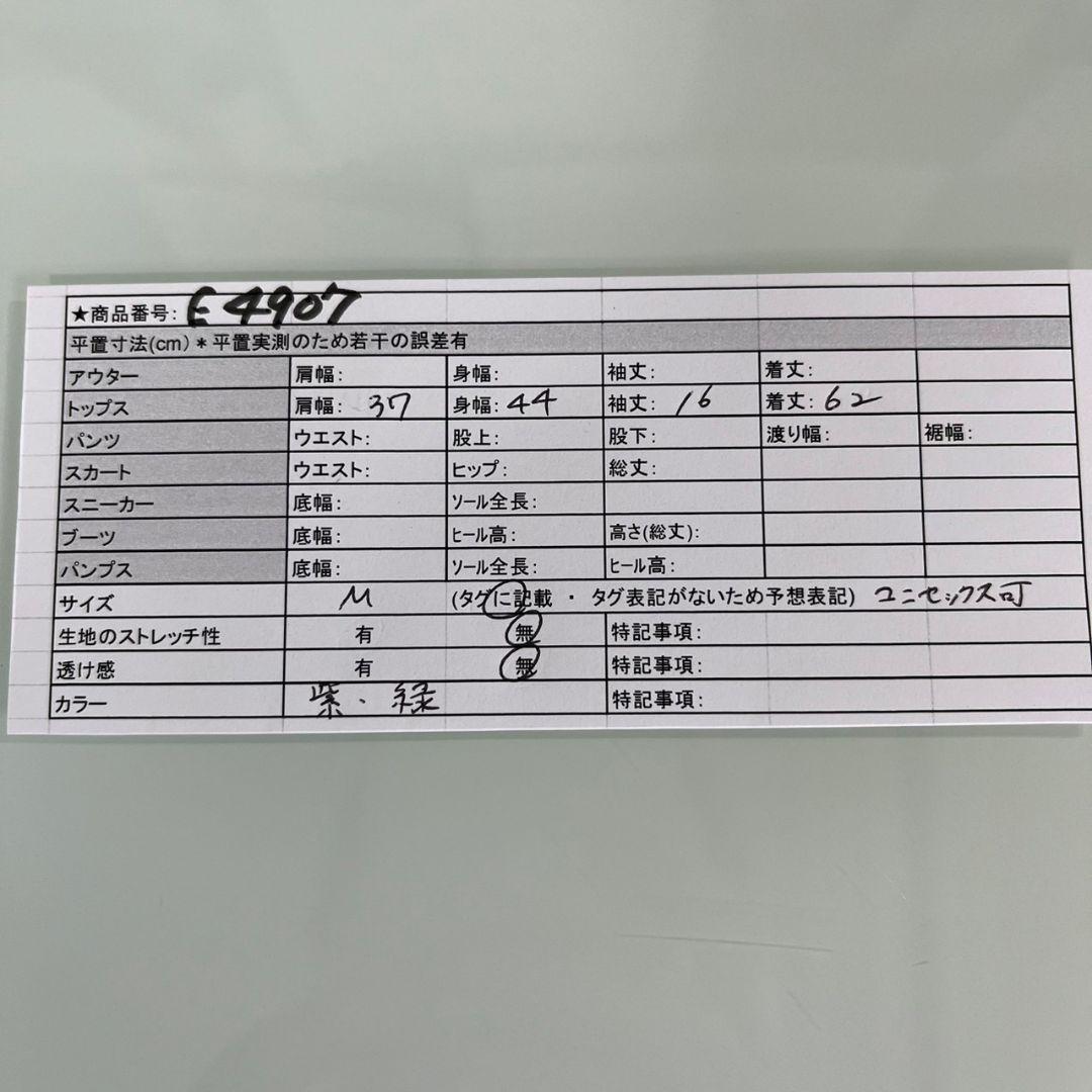 E4907　ラルフローレン　【M】ポロシャツ 半袖 カットソー トップス 胸ロゴ 紫 緑_画像7
