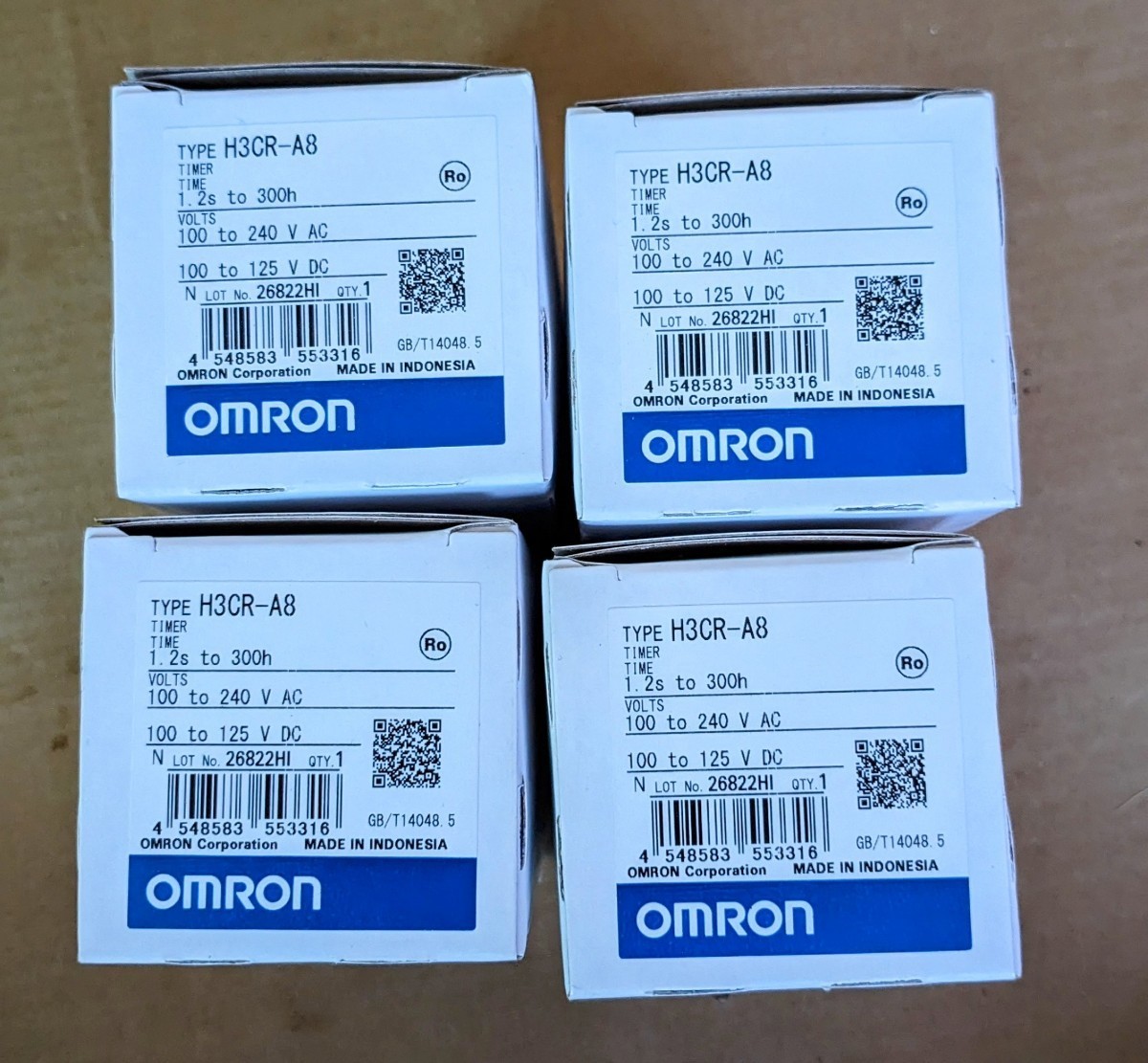 (新品未使用) オムロン OMRON タイマー H3CR-A8 4個セット_画像1