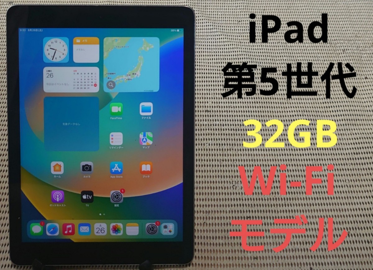 iPad第5世代(A1822)本体32GBグレイWi-Fiモデル完動品動作確認済み1円