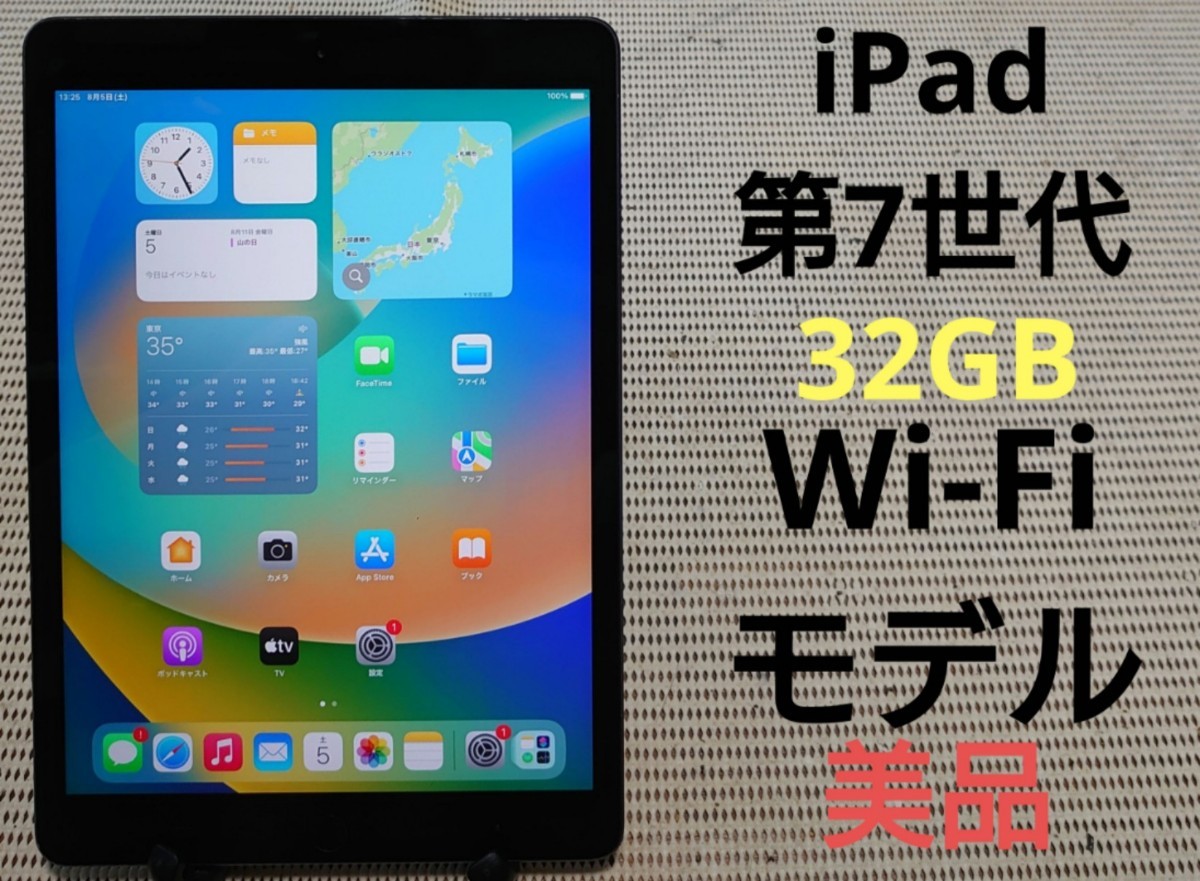 美品iPad第7世代(A2197)本体32GBグレイWi-Fiモデル完動品動作確認済み1