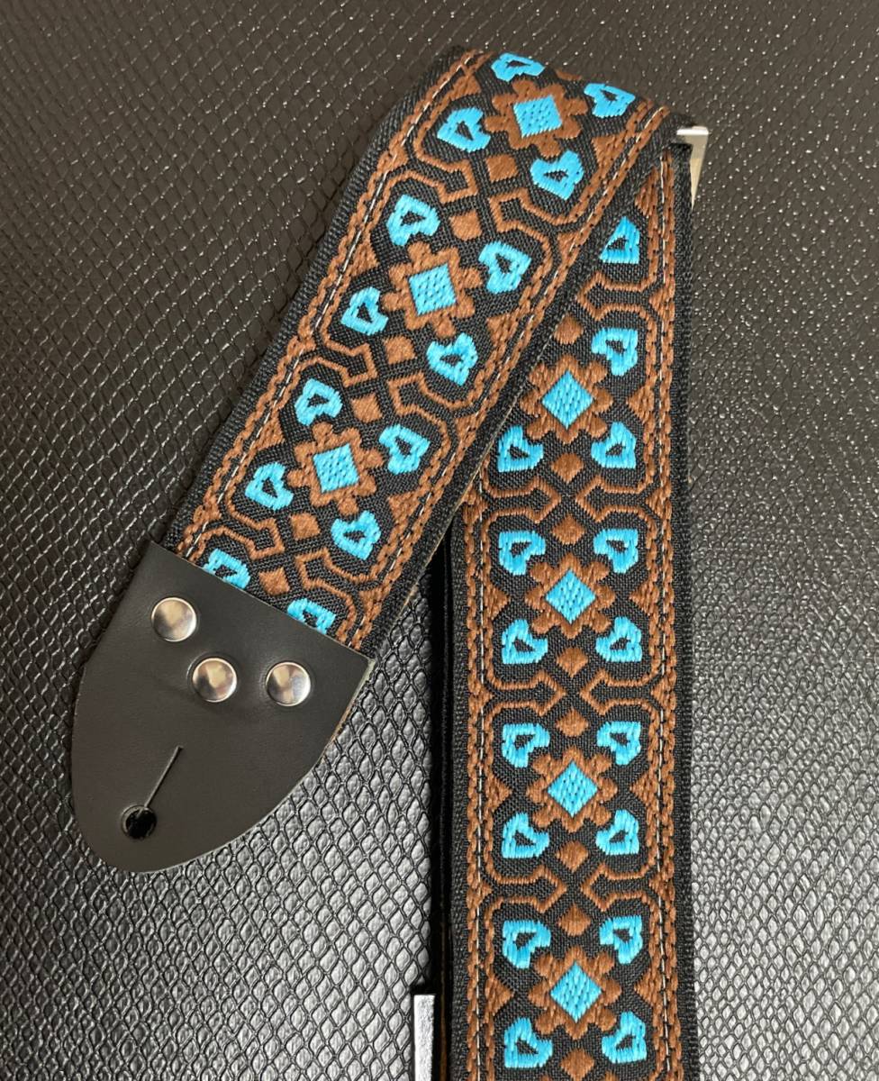 Tom's Vintage Straps【Azur Fillmore】ハンドメイド ギターストラップ 本革エンド フランス製