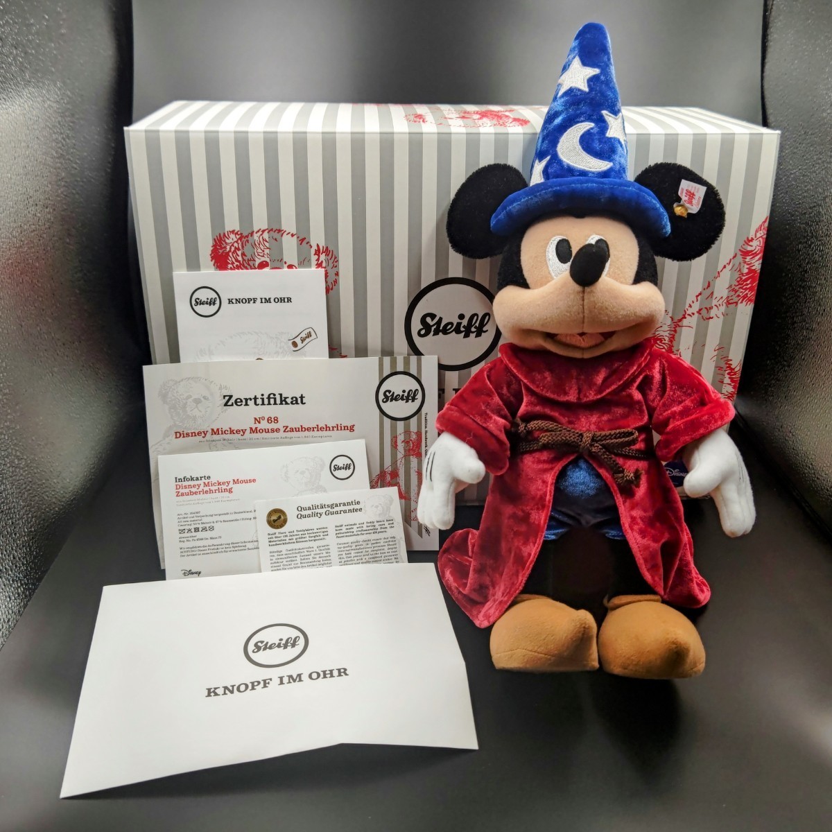 美品【★激レア★】Steiff シュタイフ 限定品 映画ファンタジア ミッキーマウス 魔法使いの弟子 30cm Mickey Mouse【送料無料！】_画像1