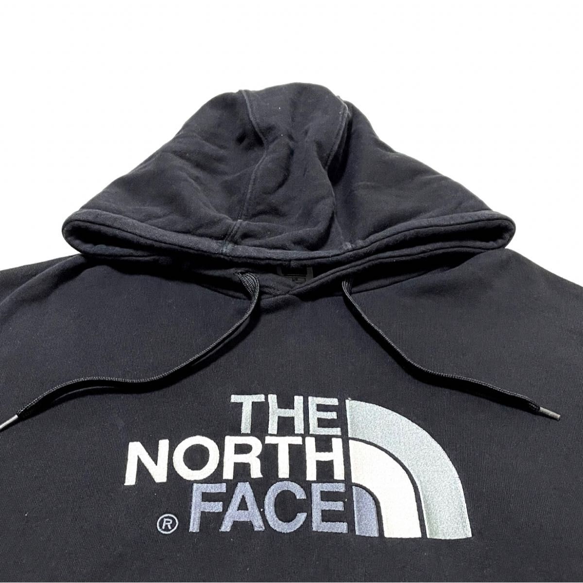 ノースフェイス プルオーバーパーカー ビッグロゴ 刺繍ロゴ 黒 L THE NORTH FACE 裏起毛 ザノースフェイス