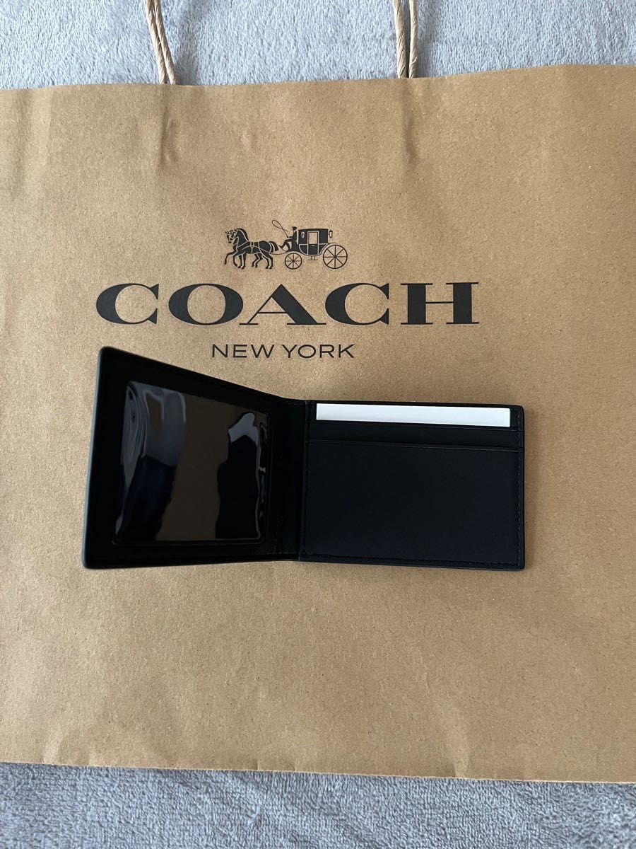 COACH 二つ折り財布 コンパクト ID ウォレット シグネチャー キャンバス
