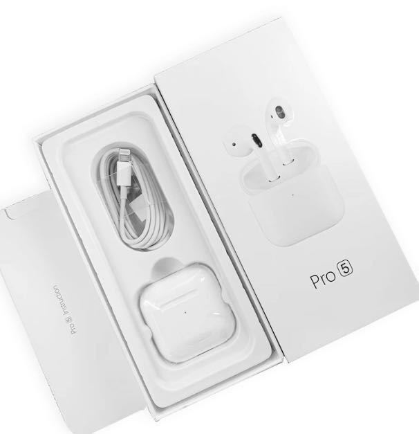 ワイヤレスイヤホン最新型新品Pro 5 白(Apple AirPods 第2世代型代替