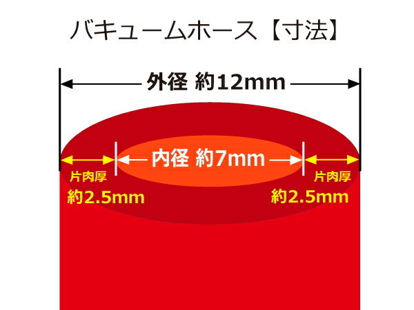 シリコンホース【長さ3メートル】耐熱 バキュームホース 内径 Φ7mm 赤色 ロゴマーク無し メーターホース 圧力計ホース 汎用品_画像3