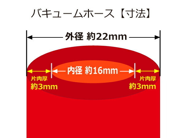 シリコンホース【長さ2メートル】耐熱 バキュームホース 内径Φ16mm 赤色 ロゴマーク無し メーターホース 圧力計ホース 汎用品_画像3