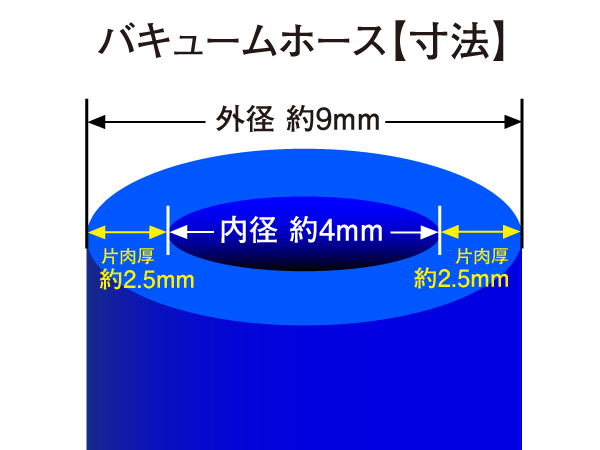 【シリコンホース】バキューム ホース 内径4Φ 長さ1m(全長1000mm) 青色 ロゴマーク無し 耐熱 バキュームホース 汎用品_画像3