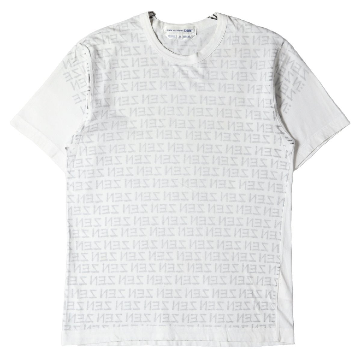 COMME des GARCONS コムデギャルソン 03AW 製品 裏刷り ZENシグネチャーロゴ 半袖 Tシャツ SHIRT アーカイブ Y2K ホワイト M ブランド