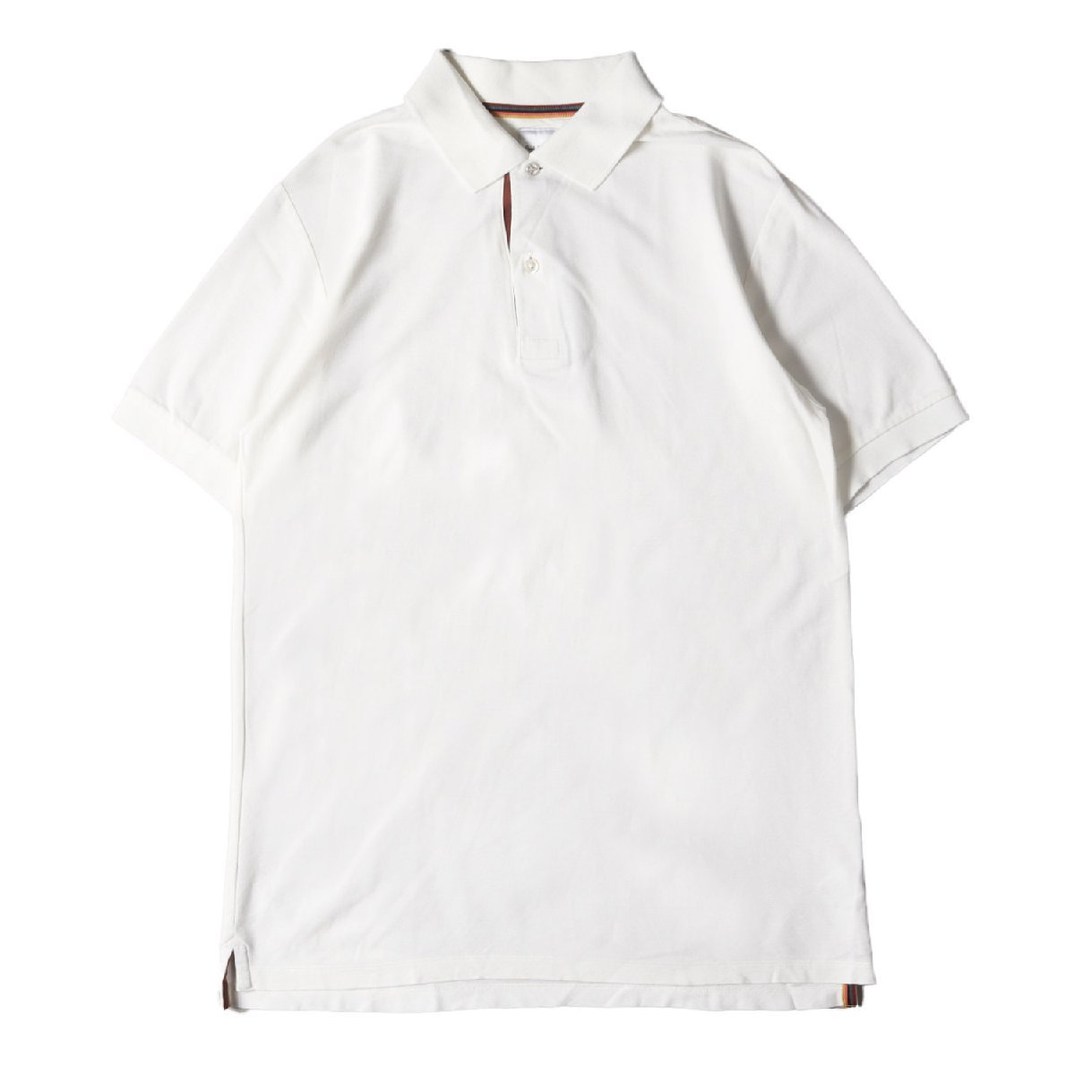 Paul Smith ポールスミス ポロシャツ サイズ:M アーティスト ストライプ プラケット 鹿の子 半袖 ポロシャツ ホワイト 日本製 ブランド