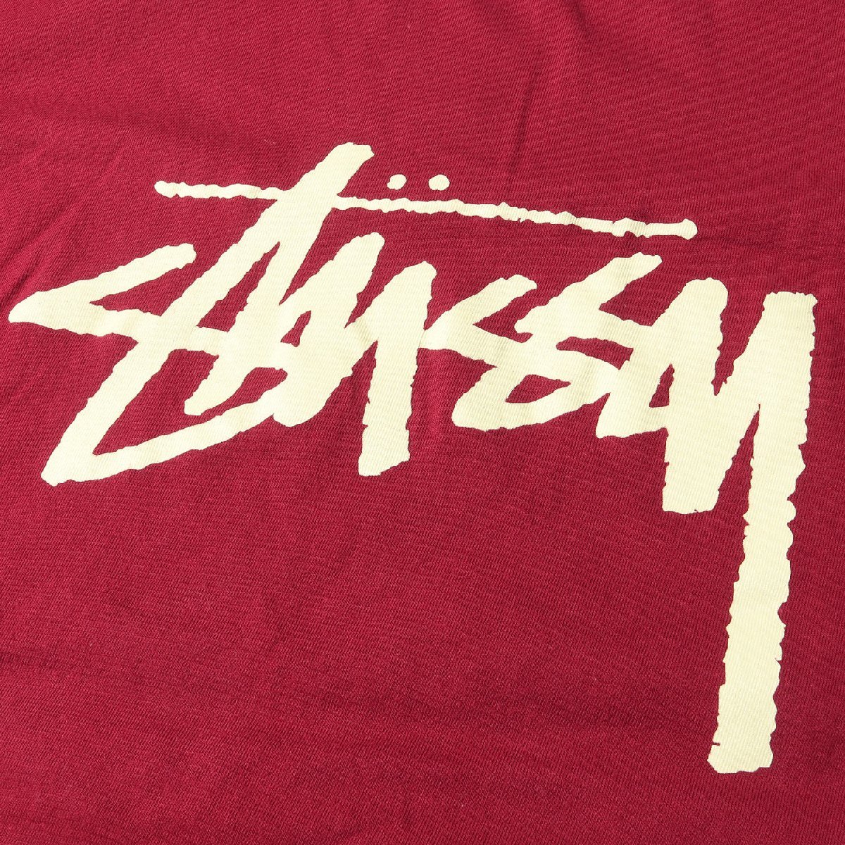 STUSSY ステューシー Tシャツ サイズ:S ストックロゴ クルーネック 半袖 Tシャツ バーガンディー トップス ストリート ブランド_画像4