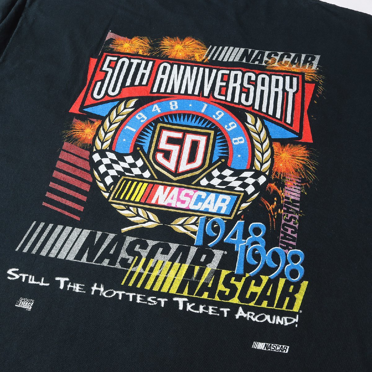 90s 50周年記念 NASCAR レーシング クルーネック Tシャツ 90年代 COMPETITORS VIEW コンペティターズビュー ナスカー ブラック XL 古着_画像5