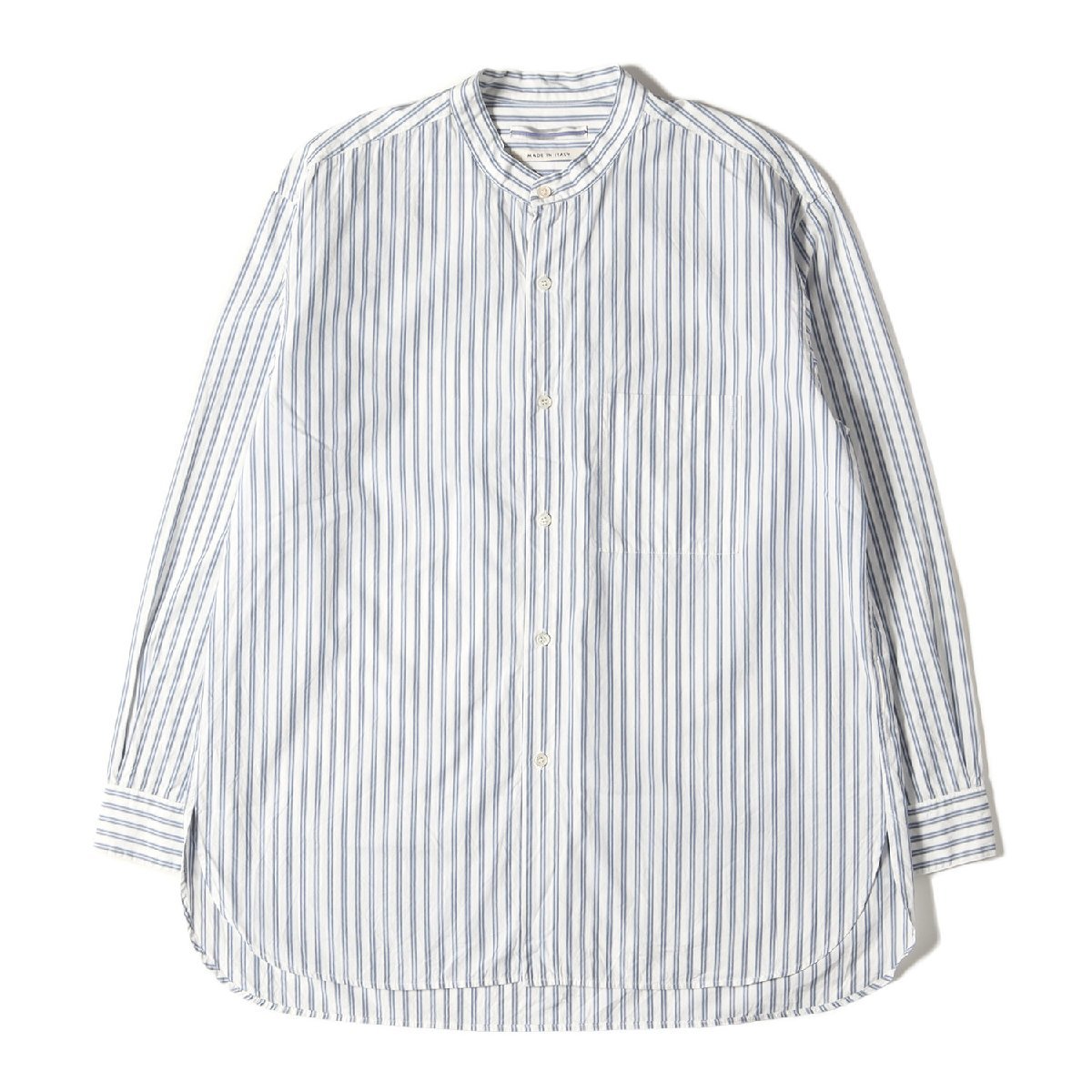 品多く Cristaseya クリスタセヤ ブルー ホワイト SHIRT MAO COTTON