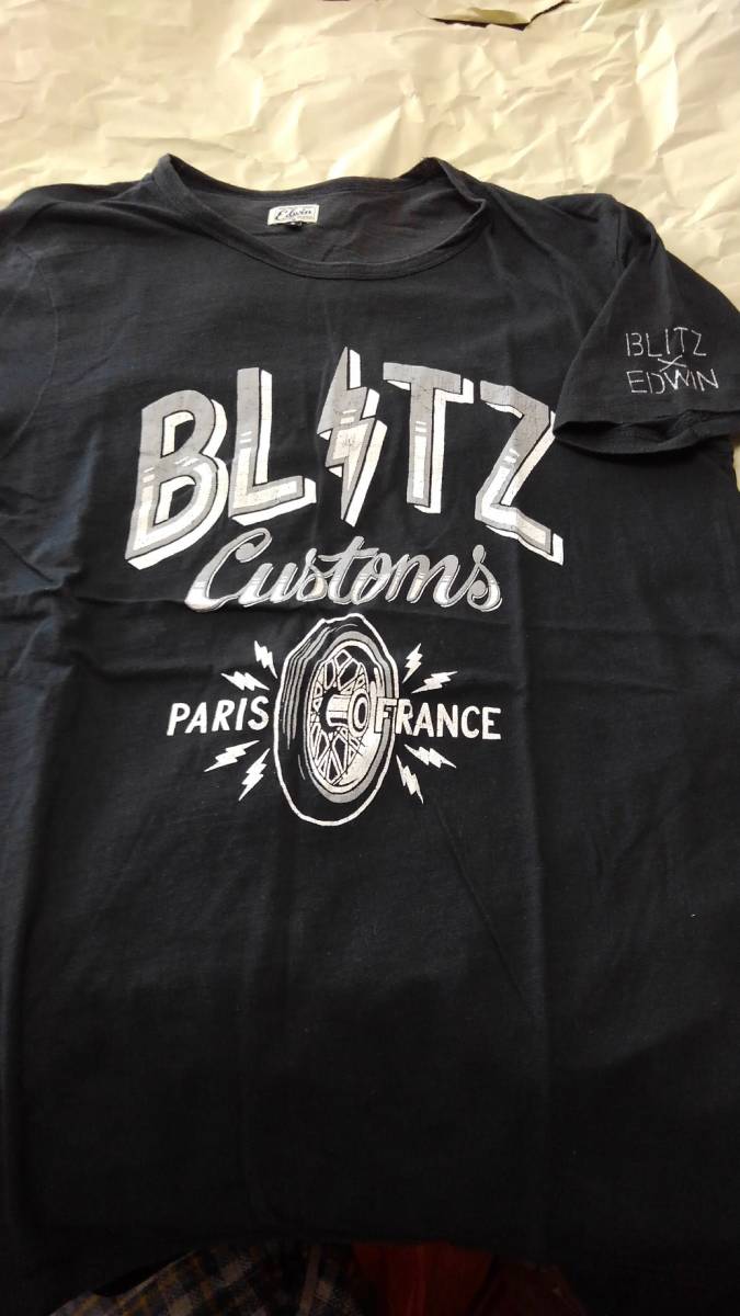 レア！ BLITZ Custms X EDWIN エドウィン バイカーTシャツ　S　パリ　フランス M.C 旧車　ハーレー　H.D カスタム_画像1