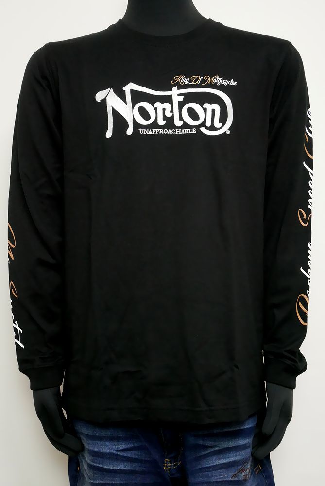新品正規 Norton ノートン バックモチーフロゴ刺繍ロンＴ 233N1105 黒L トップス 長袖 ロゴ刺繍_画像2