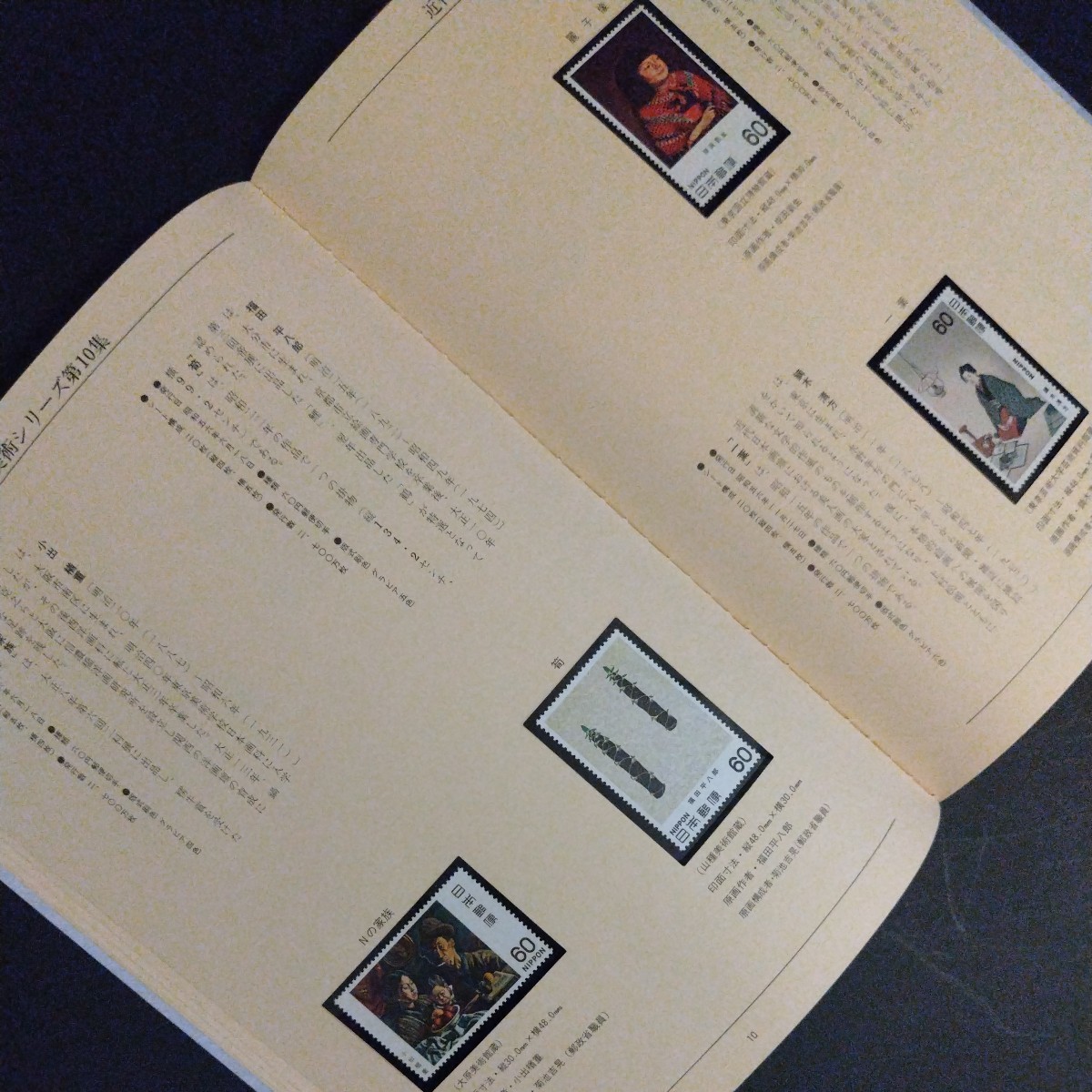 近代美術シリーズ切手帳。昭和54年6月〜昭和58年3月まで、16集に分け32種の近代美術シリーズを発行し1冊に集大成。額面総額1,760円。_画像8