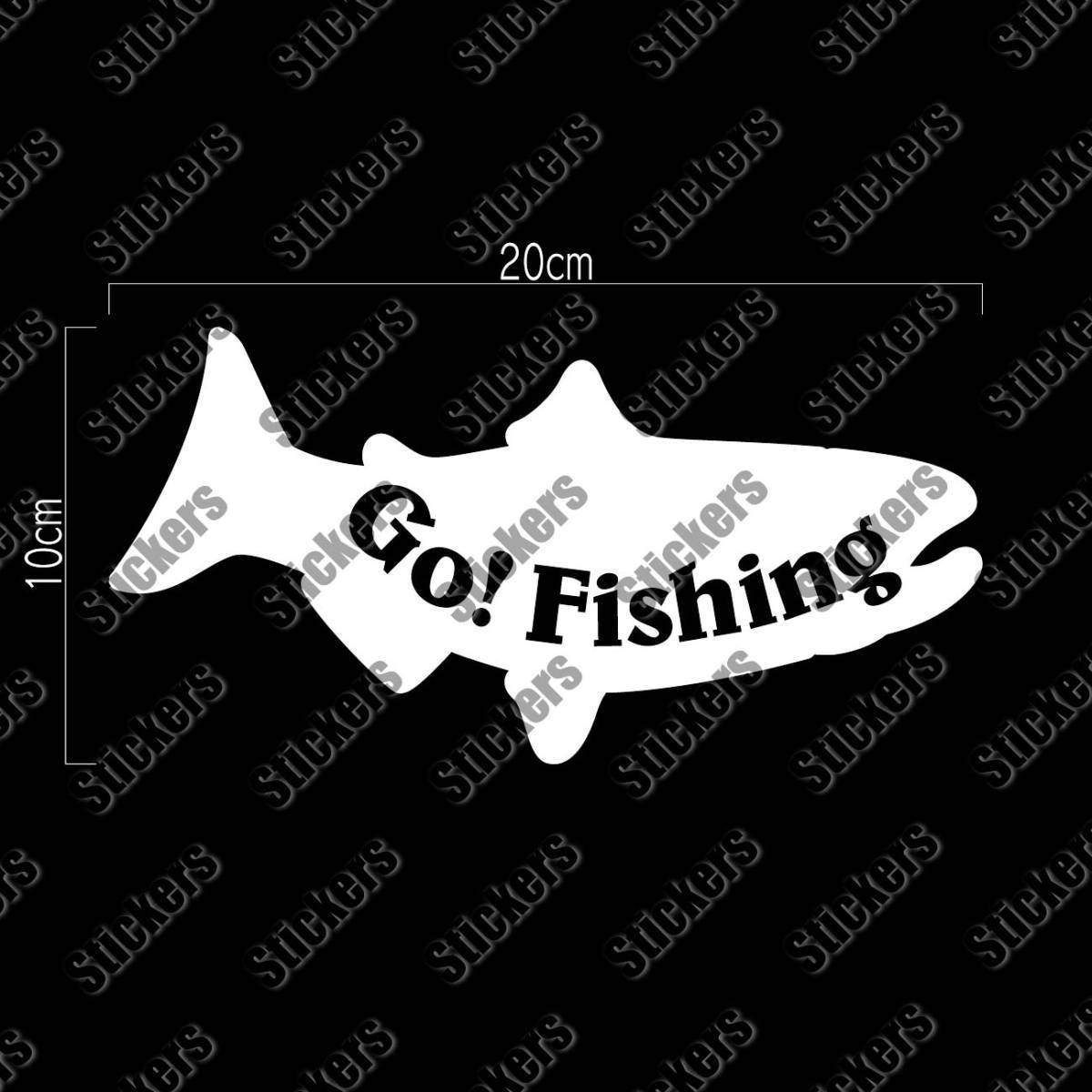 送料無料◆Go!Fishing ゴー!フィッシング カッティングステッカー◆ホワイト｜20×10cm｜超防水 UVカット 屋外使用可【C044】_画像2