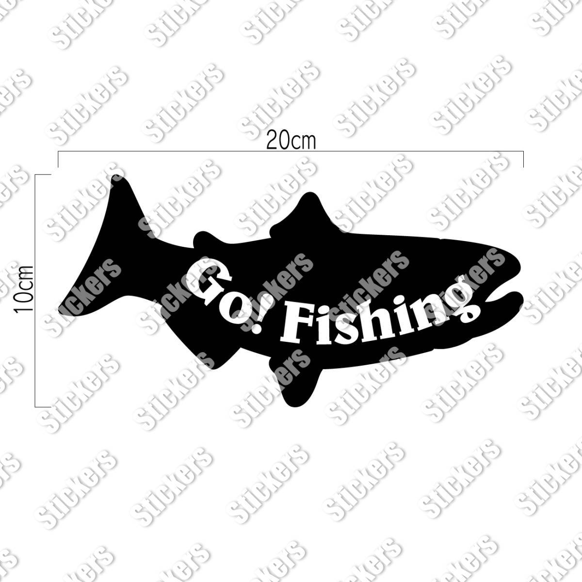 送料無料◆Go!Fishing ゴー!フィッシング カッティングステッカー◆ブラック｜20×10cm｜超防水 UVカット 屋外使用可【C044】_画像2