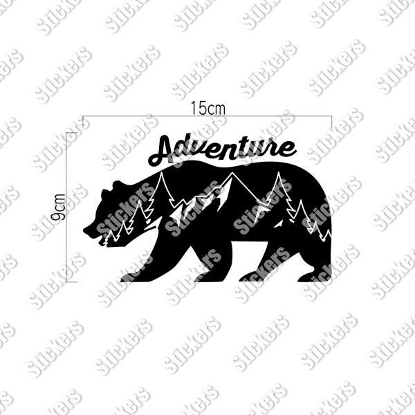 送料無料◆Adventure Bear アドベンチャーベア カッティングステッカー◆ブラック｜15×9cm｜超防水 UVカット 屋外使用可【C034】_画像2