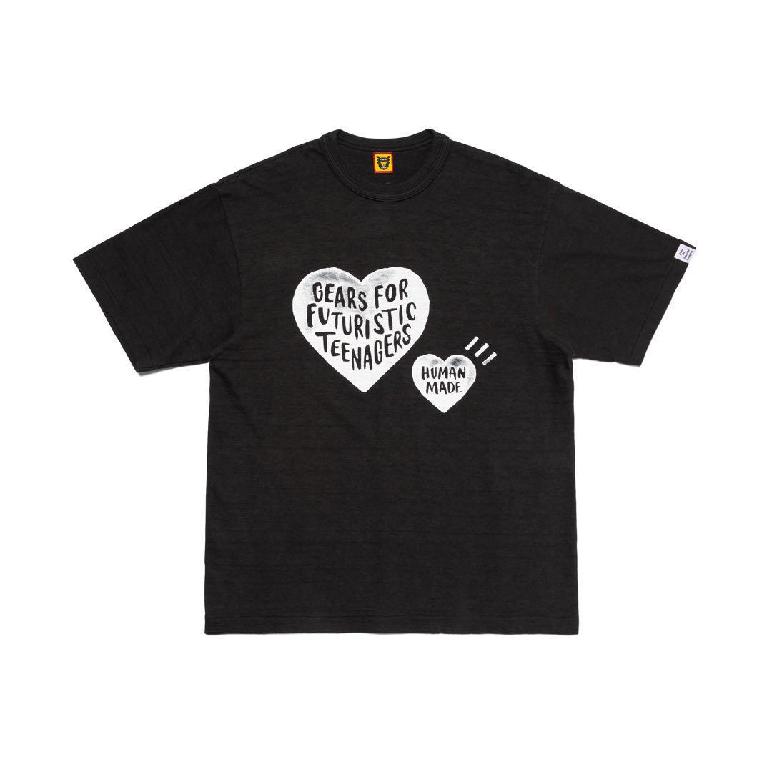 気質アップ XLサイズ 2023 黒 ブラック ハート Heart Tシャツ