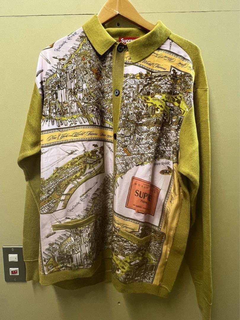 Supreme Silk Map Cardigan Mustard Mサイズ-