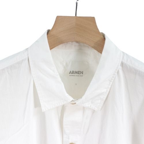 ARMEN アーメン UTILITY REGULAR COLLAR LONG SHIRT ユーティリティレギュラーカラーロングシャツ 3 ホワイト_画像3