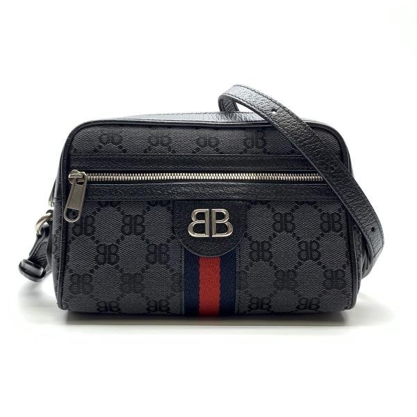 GUCCI BALENCIAGA グッチ バレンシアガ ハッカープロジェクト カメラバッグ グレー系 680128 ショルダーバッグ ポシェット 管理RY23003443