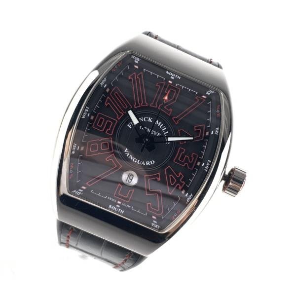 新着 3針 赤 黒文字盤 ブラック ヴァンガード V45CCDT 腕時計 フランク