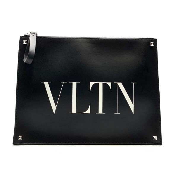VALENTINO ヴァレンティノ ヴァレンチノ VLTNロゴ クラッチバッグ セカンドバッグ マルチケース ブラック 黒 ファスナー 管理RY23003843