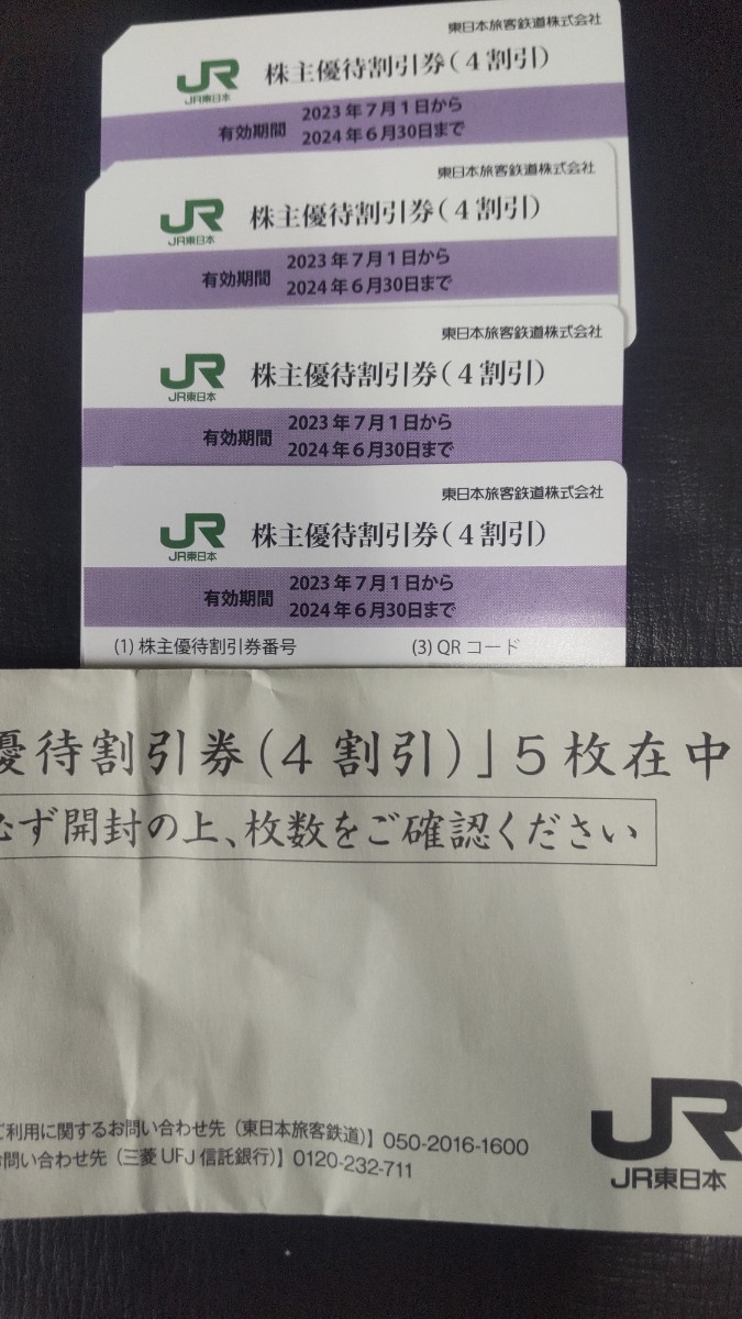 ☆ JR東日本株主優待割引券(4割引）4枚セット送料無料有効期間2023年7