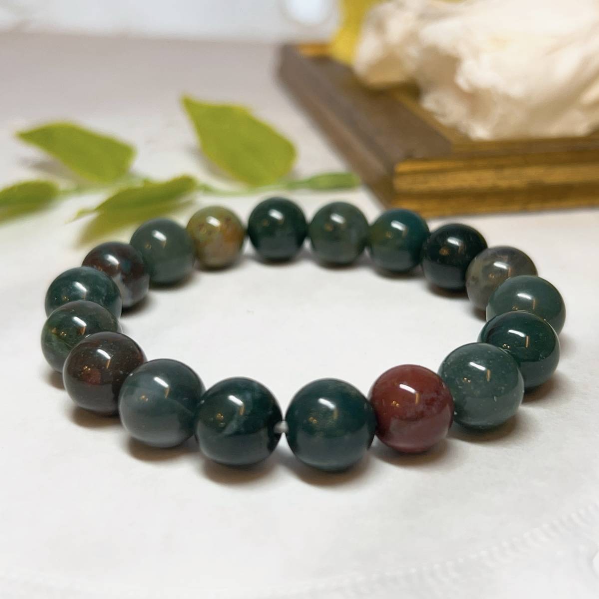 【RE6823】ブラッドストーン＊血の石＊10㎜＊ブレスレット＊bloodstone＊bracelet_画像3