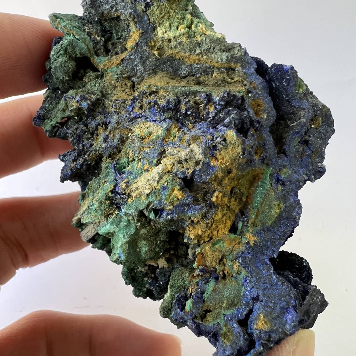 【E21998】マラカイトを伴うアジュライト アジュライト 藍銅鉱 岩絵の具 マラカイト Azurite 天然石 原石 鉱物 パワ_画像7