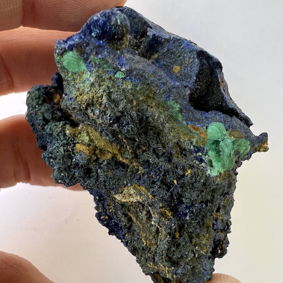 【E21993】マラカイトを伴うアジュライト アジュライト 藍銅鉱 岩絵の具 マラカイト Azurite 天然石 原石 鉱物 パワ_画像7