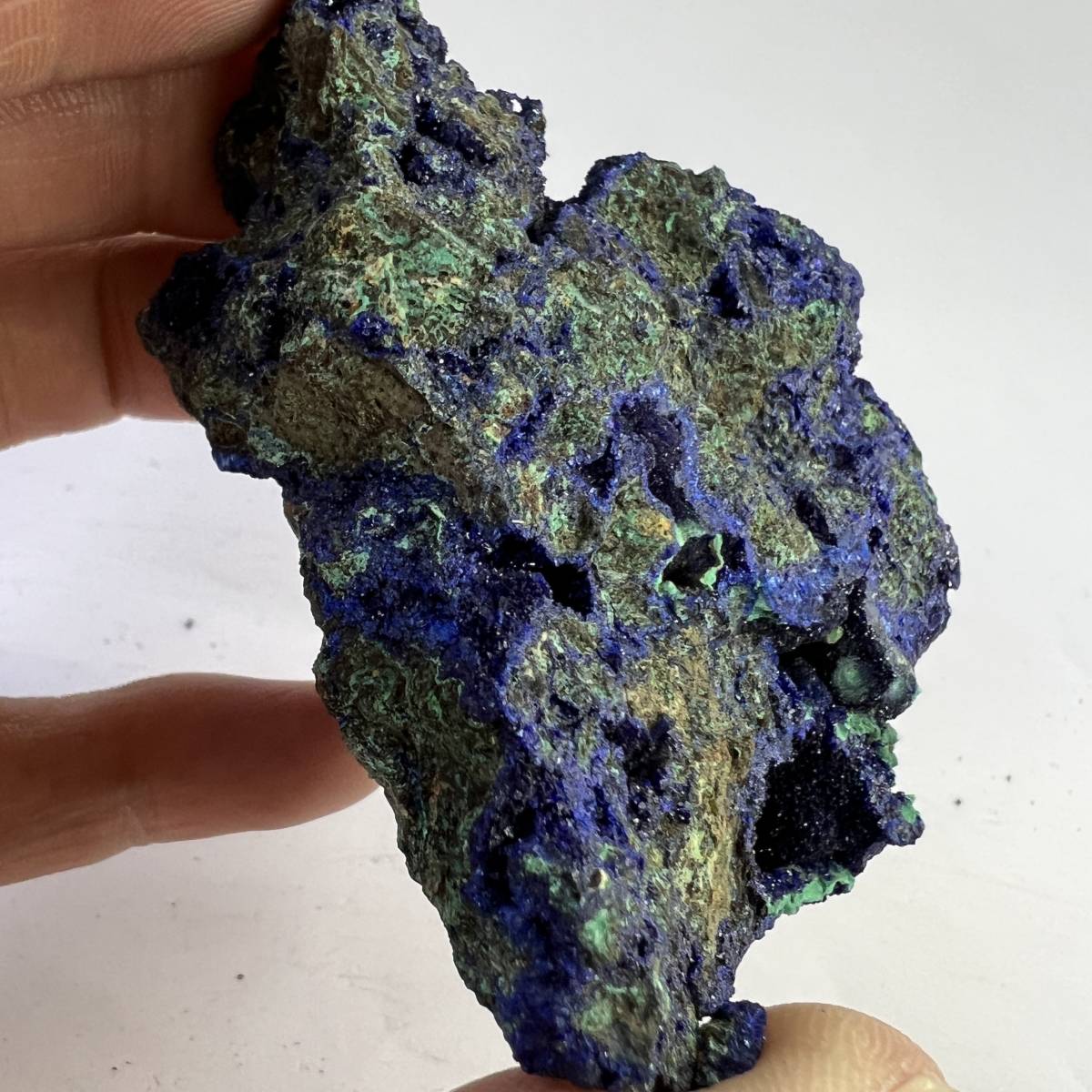 【E22022】マラカイトを伴うアジュライト アジュライト 藍銅鉱 岩絵の具 マラカイト Azurite 天然石 原石 鉱物 パワ_画像6