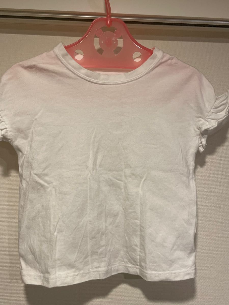 未使用　GU 女の子　白T 90 フリル　Tシャツ　トップス　ホワイト