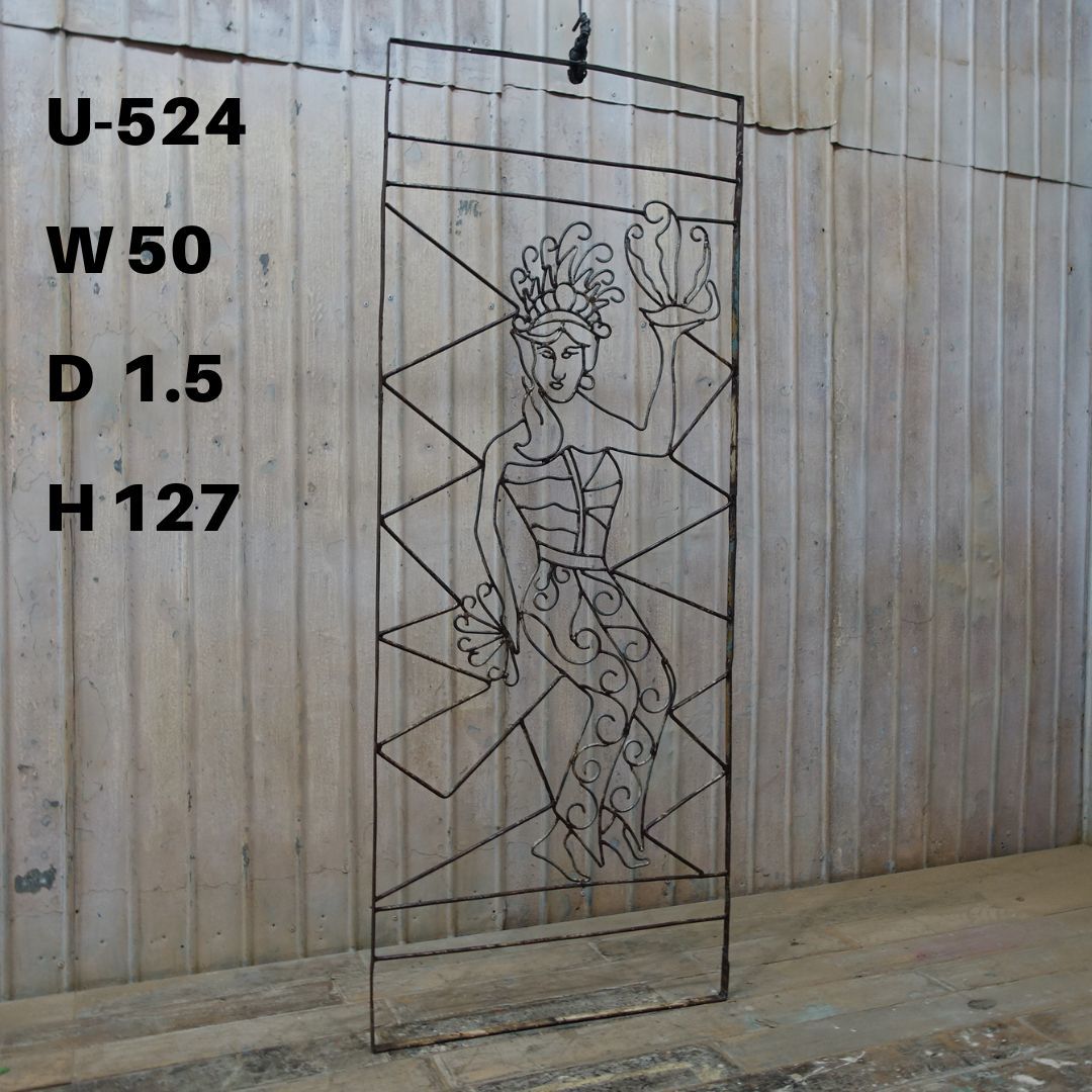 U524♪W50×H123 大型アンティークアイアンフェンス ガーデニング シャビーシック 古い鉄柵 ラティス アイアン ビンテージ ゲート 庭園 ftgの画像1